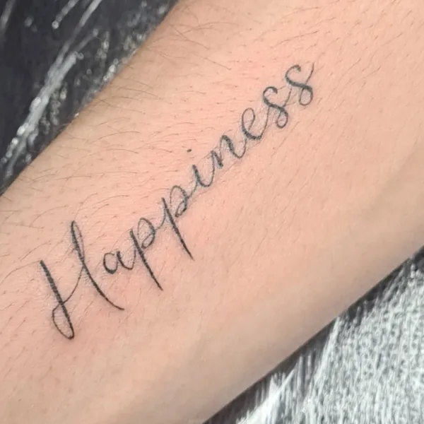 Mot Happiness en écriture cursive